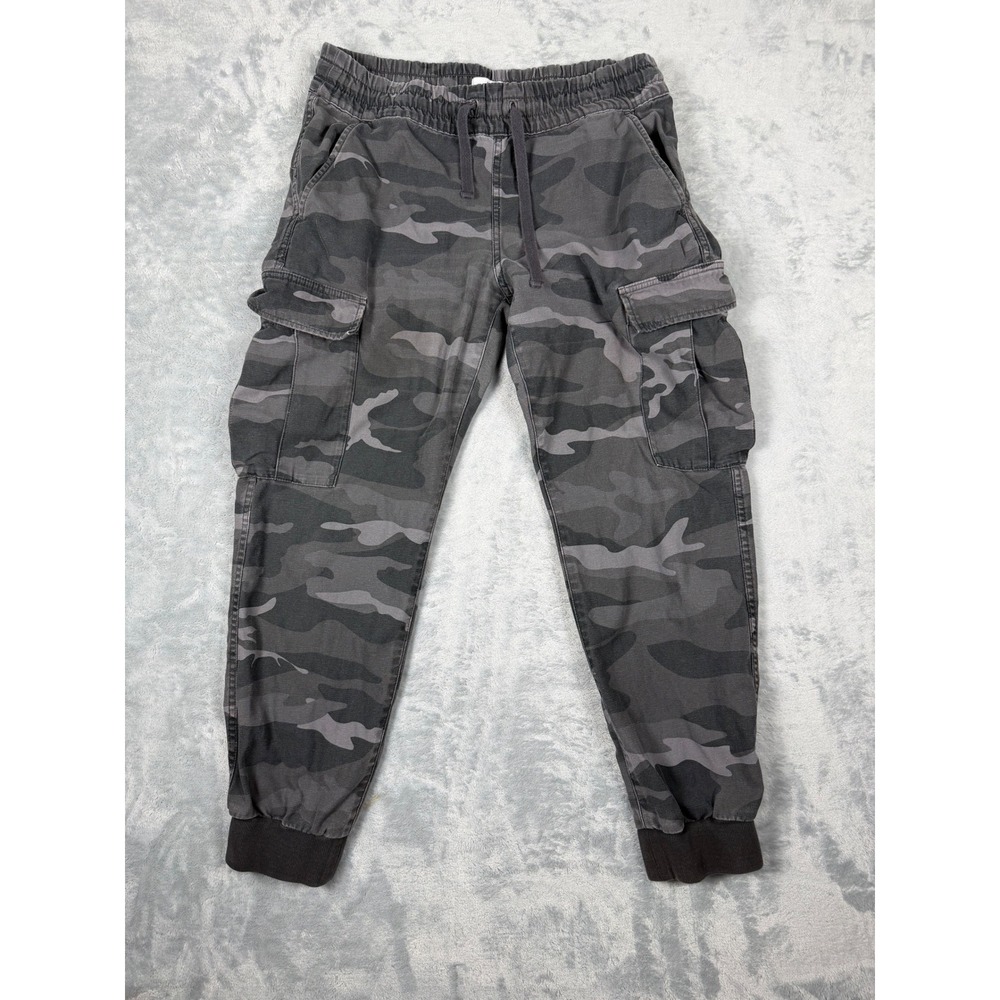 Tna Aritzia Grey Camo Cargo Joggers Pants Size Medium Drawstring Elastic Waist